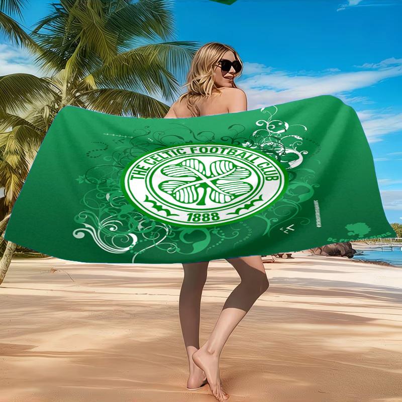 Cel-tic Football Club Crest Printed Microfiber Beach Towel, Soft And Absorbent, Quick-Dry, Ideal for Summer Travel, Beach Essential, Swimming Pool