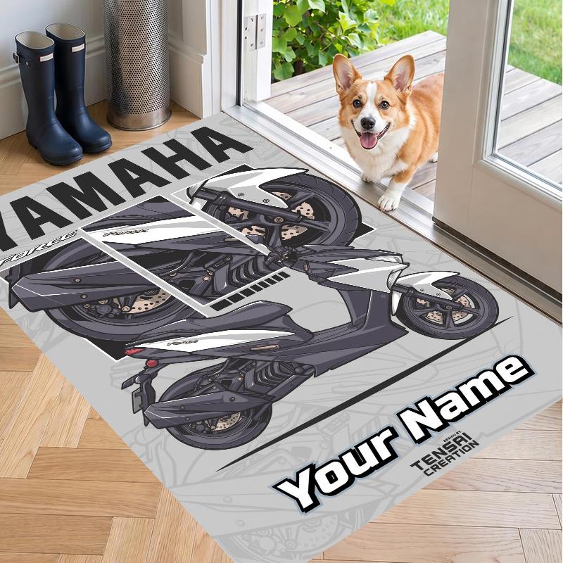 Custom Name Yamaha Racing Crystal Velvet Floor Rug Personalized Text Soft Carpet Home Decor