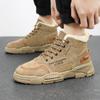 Модные мужские ботинки 2024 года, зимние новые плюшевые ботинки на толстой подошве со шнуровкой, рабочие ботинки, модные, устойчивые к холоду, теплые, хлопковые, короткие ботинки Botas Para Hombre