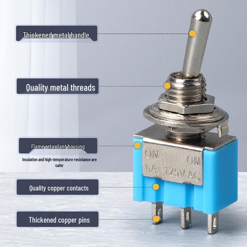 Тумблер MTS-102/103: 3/6 контактов, 2/3 положения, однополюсный/двухполюсный тумблер
