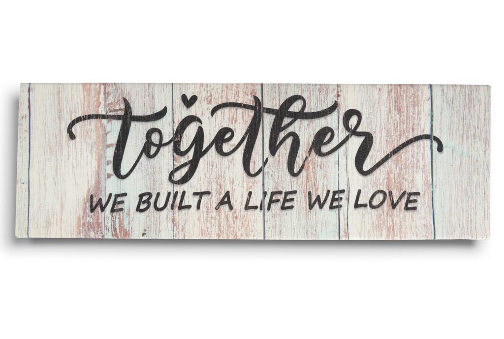 Inkdotpot Stretched Canvas Quotes Wall Art Decor, Together We Built A Life We Love Wall Decor-twoRustic Wall Art Sign