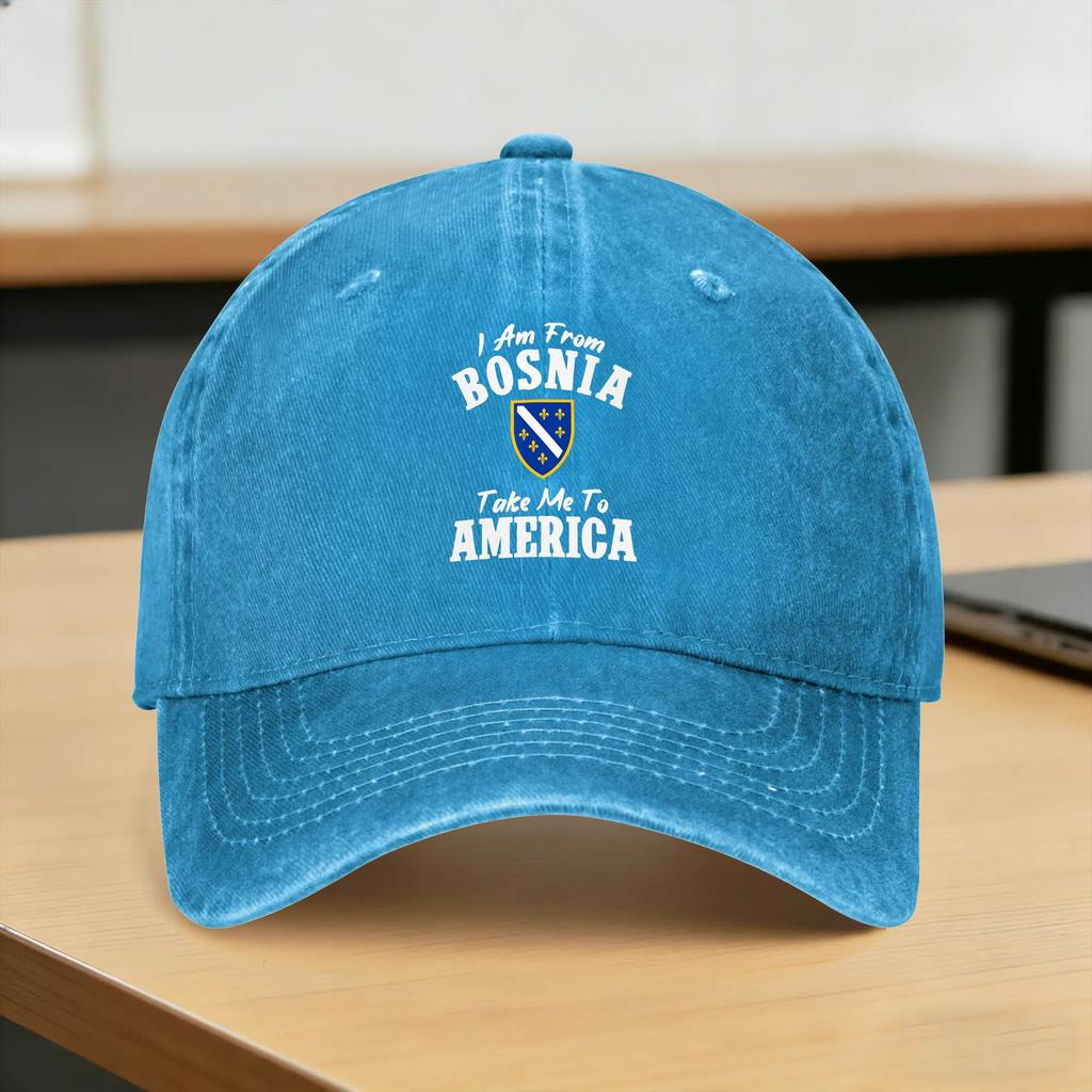 I Am from Bosnia Take Me to America Bosnian Casual Baseball Cap Summer Hippie Snapback Cap Women Unisex Funny Baseball Caps