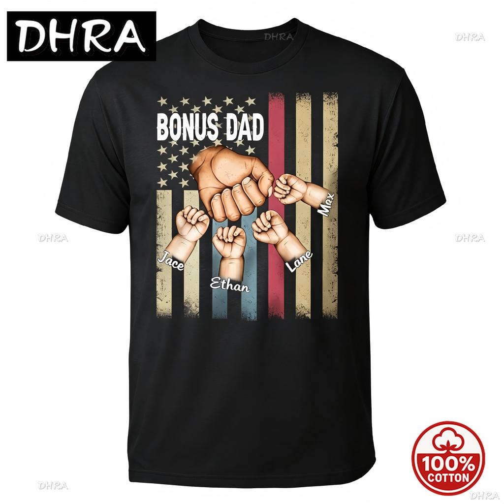 Customized Unisexs Grandpa American Flag Fathers Day 4th Of July First Gift Tshirts For Dad Poppop Pop Papa With Grandkids Names