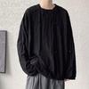 Men T-shirt Round Neck Long Sleeve Ripped Holes Solid Color Jumper Tops Street Style Base