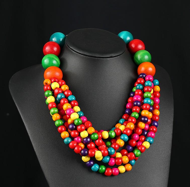 Handmade Exaggerated Bohemian Wooden Bead Necklace All-match Necklace Jewelry Sweater Necklace Chain Personalized Holiday Accessories