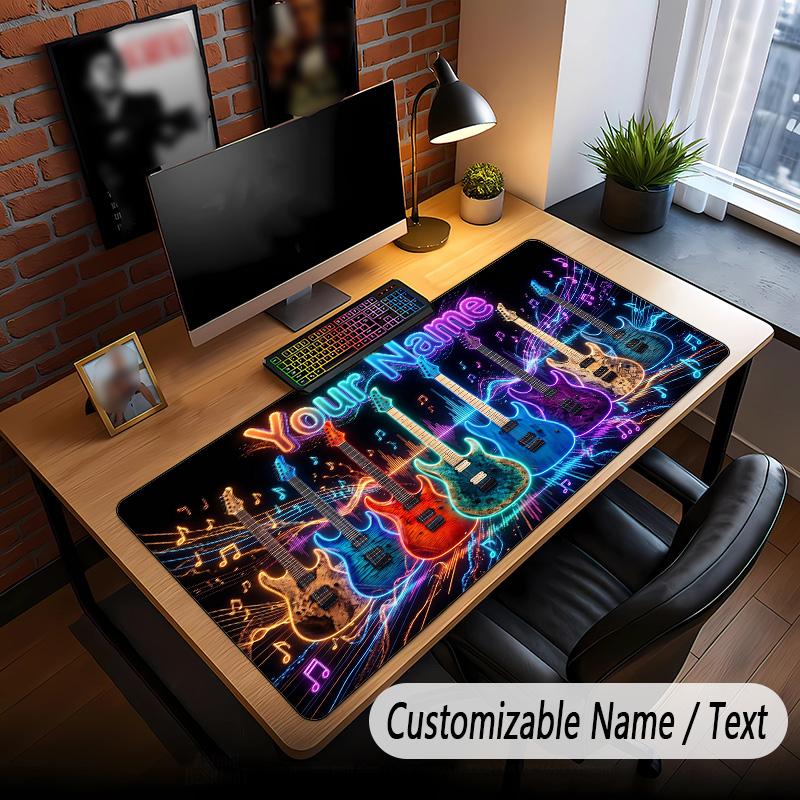 Music Guitar Theme Custom Mouse Pad Personalized With Name Text Customized Desk Mat For Office Home Decor