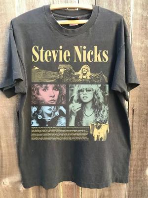 Футболка Stevie Fleetwood Mac, Ретро Футболка Stevie Nicks Унисекс S-4XL Мужская Футболка Черная Повседневная с Круглым Вырезом Хлопковая Футболка
