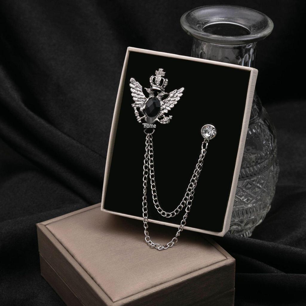 Европейская и американская мода Двухслойная цепочная брошь - Дизайн в стиле британского двора с крестом и нотой для мужчин