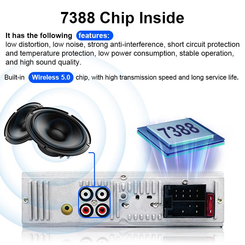 Hippcron Car Radio Audio 1 Din Bluetooth Stereo Hands-Free Calling MP3 Player FM Receiver With AUX/USB/TF Card In Dash Kit