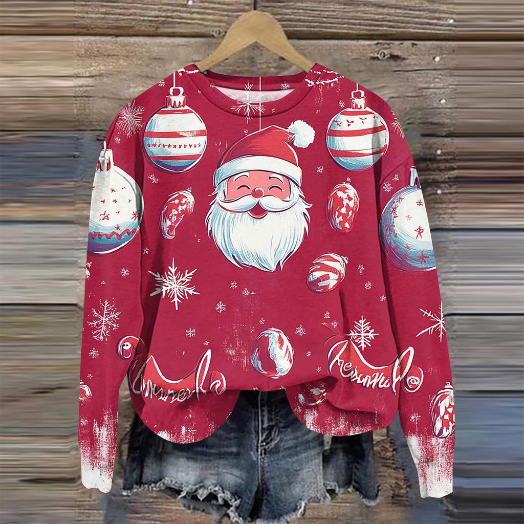 Women  Winter Tops Women's Long Sleeve Sweatshirt Casual Crewneck Loose Fit Pollover Fleece Tops