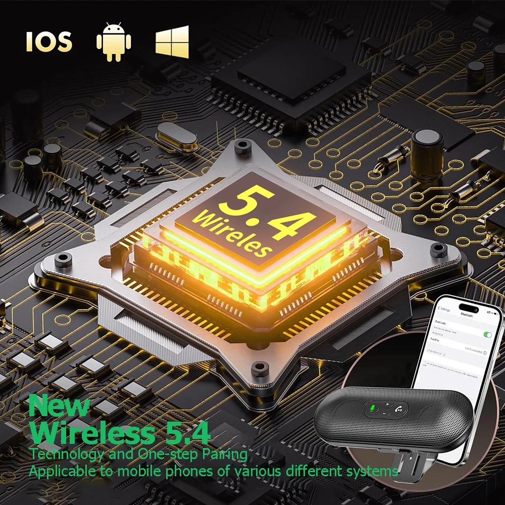 Bluetooth 5.4 Динамик Handsfree Автомобильный Комплект Крепление Для Солнцезащитного Козырька Беспроводной Аудио Ресивер Громкая Связь Громкий Музыкальный Плеер Двойной Микрофон