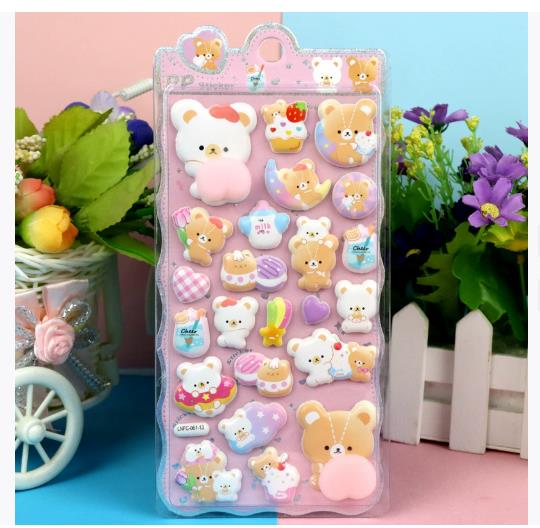 3D DIY Cartoon PVC Elastic Stickers Cute Hip Stress Relief Decorative Stickers for Phone Cases Stationery Daily Use