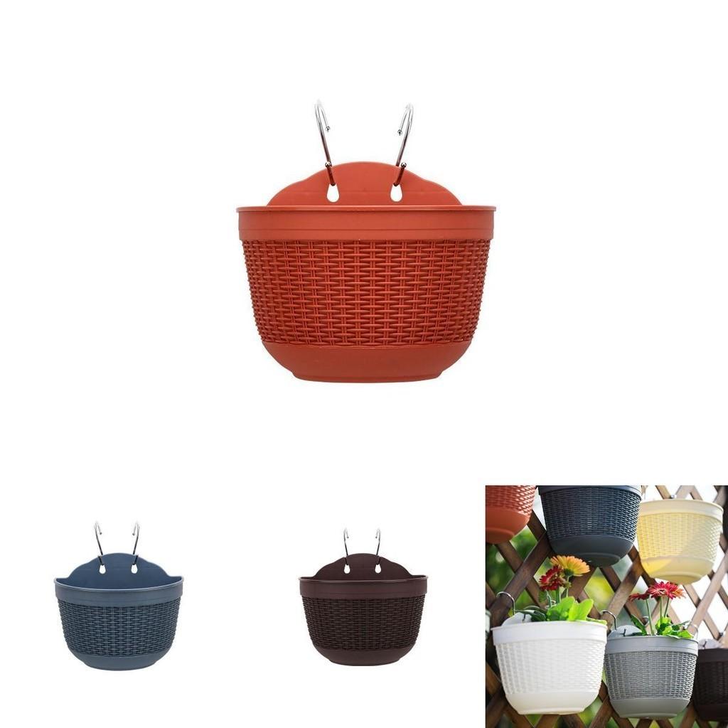 Креативное полукруглое смоляное кашпо для подвешивания на стену с имитацией ротанга для декора сада