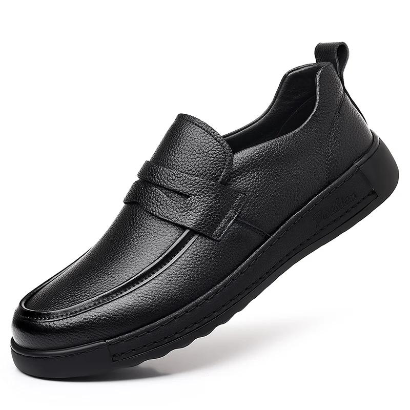 Fashion Men Breathable Genuine Leather Brand Loafers Casual Comfortable Soft Sole Leather Shoes Men's Driving Shoes Male Business Shoes