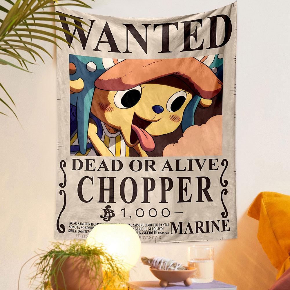 One Piece Chopper Wanted Poster Tapestry Wall Hanging, Tony Tony Chopper Bounty Poster Art, Anime Wall Decor for Bedroom Living Room Dorm