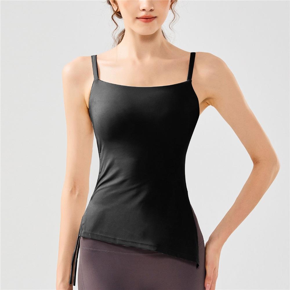 Обнаженная одежда для йоги на кулиске с плиссировкой для женщин, топы для фитнеса, стройнящие и придающие фигуре, женские топы с фиксированными нагрудными вкладышами, майки, спортивные жилеты, лето