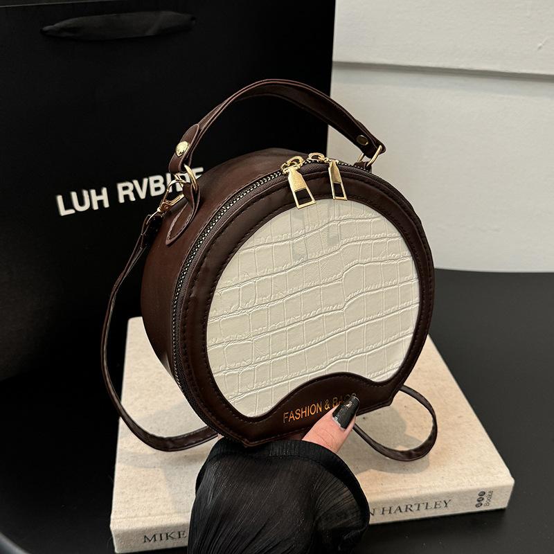 Фактурная модная сумка через плечо на одно плечо, новая модная контрастная цветная сумка через плечо, простая сумка, маленькая круглая сумка