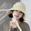 Корейская шляпа-ведро с ленточкой для женщин, для путешествий на открытом воздухе, затеняющая, с завязывающимся хвостом, солнцезащитная шляпа для лица, быстросохнущая, для отдыха, для бассейна