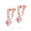 Серьги Бриллиант Цирконий Большие Качающиеся Розовое Платиновое Золото Обработанное 925 Серебро Металл Гипоаллергенный Подарок Женские Женские