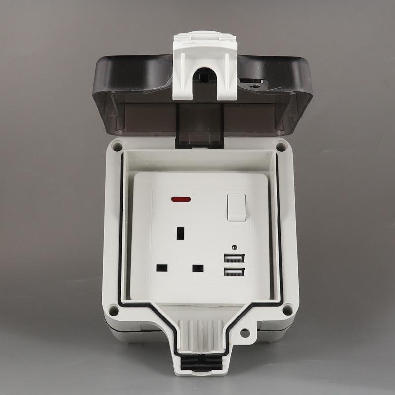 British Outdoor Waterproof IP66 Socket, European/German Standard Waterproof Box