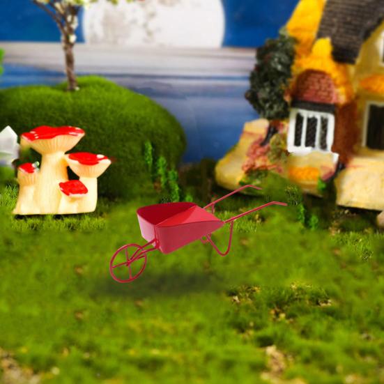 Мини-винтажная железная тележка, украшения для кукольного домика, реалистичная мини-компактная сцена в микродворе, одноколесная тележка, микроскопический реквизит для пейзажной фотографии