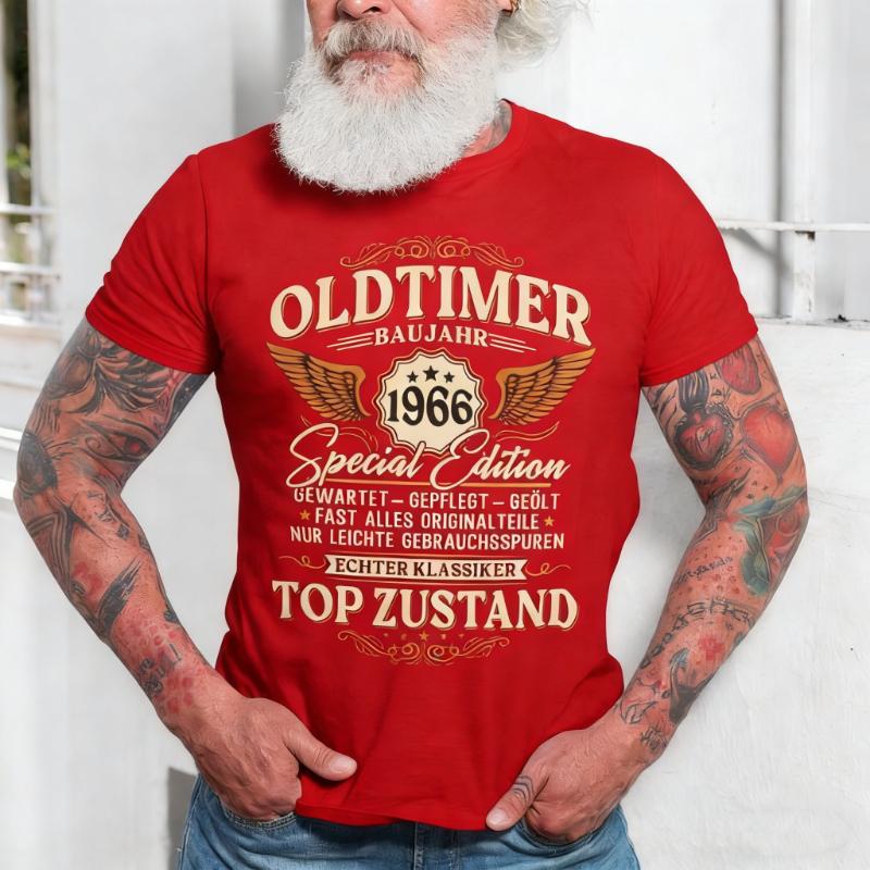 Funny Letter 1966 60 Years of Being Awesome Vintage 60th Birthday T-shirts Men's Casual Tee Loose Streetwear T-shirt Top Women's Clothing
