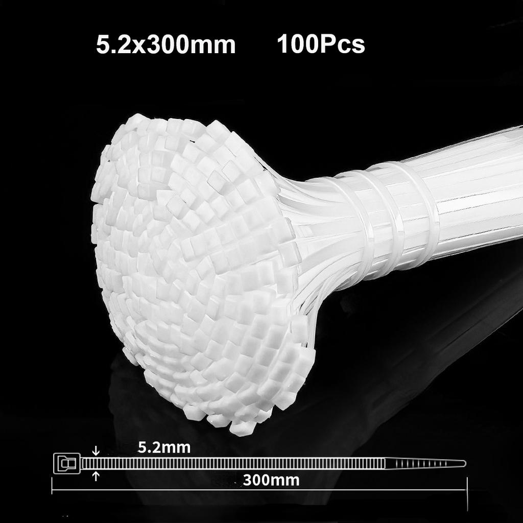 100Pcs Heavy Duty Self-locking Plastic Nylon Tie Wrap, Strong and Reliable Cable Ties