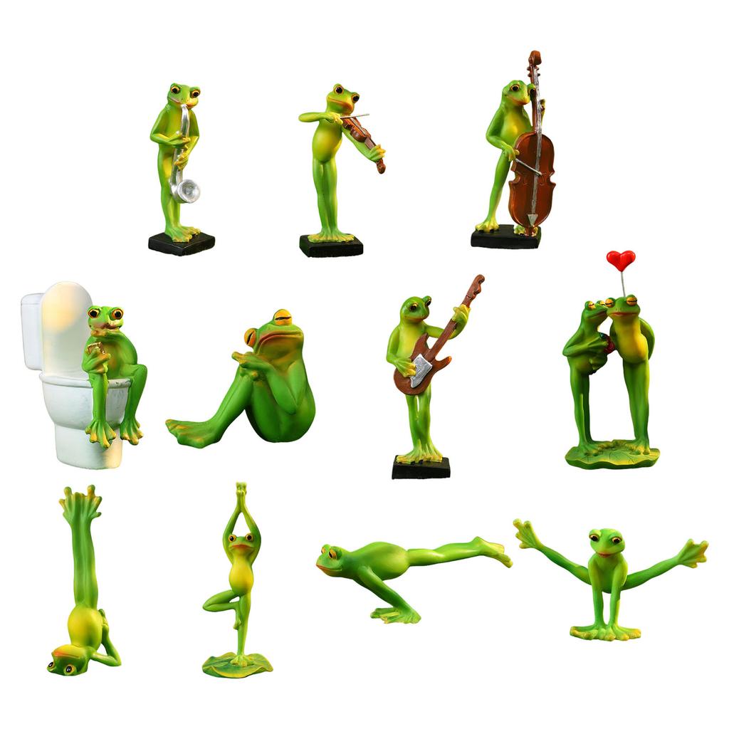 Скульптура музыканта из смолы в виде лягушки, мультяшная фигурка животного для домашнего офиса, декор рабочего стола и художественный орнамент