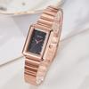 Новые простые женские часы с бамбуковым ремнем, маленькие прямоугольные модные женские часы с квадратным кварцевым ремешком