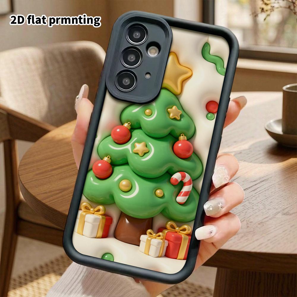 Phone Case: 2D flat design suitable for Samsung Galaxy A34 A35 M05 M06 S20 S22 S21 FE Plus 5G protective case, 3D Christmas tree, perfect festive gift