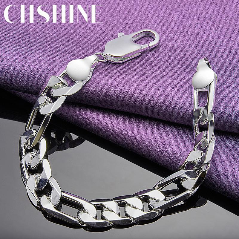 CHSHINE 925 стерлингового серебра 12 мм боковой браслет-цепочка для женщин мужчин свадебная вечеринка изысканные модные ювелирные изделия с шармом