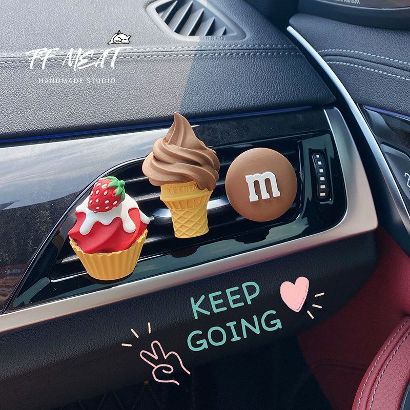Ins Car Air Freshener Creative Hand-Painted Cake Ice Cream Aroma Diffuser Gypsum Car Perfume Air Vent Decoration Collection