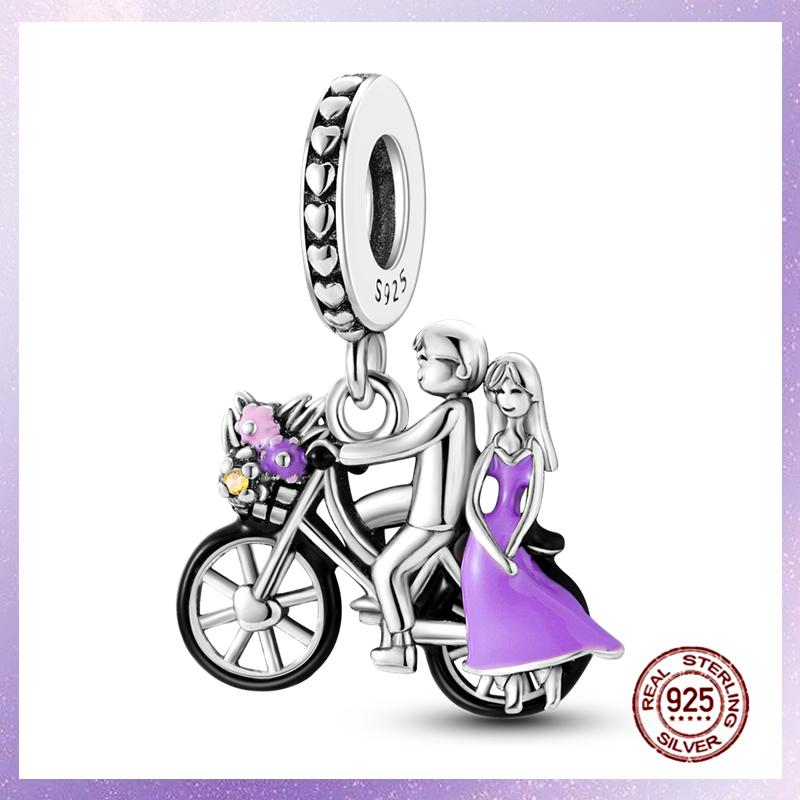 Фиолетовые Шармы Медный Fit Оригинальный Подвесной Браслет Бабочка Стекло Сердце Перо Клип Шарм Подвеска Светящаяся Бусина DIY Ювелирные Изделия