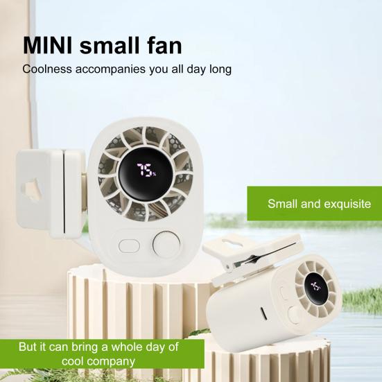 Clip-on Mini Fan 360 Degrees Rotating LED Display Speed Adjustable Desk Fan USB
