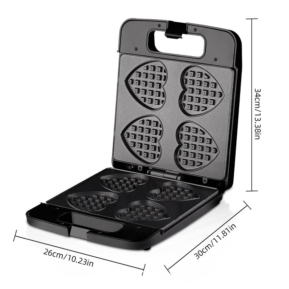 Вафельница в форме сердца с антипригарным покрытием 4 бельгийские вафельницы в форме сердца из нержавеющей стали, 1400 Вт