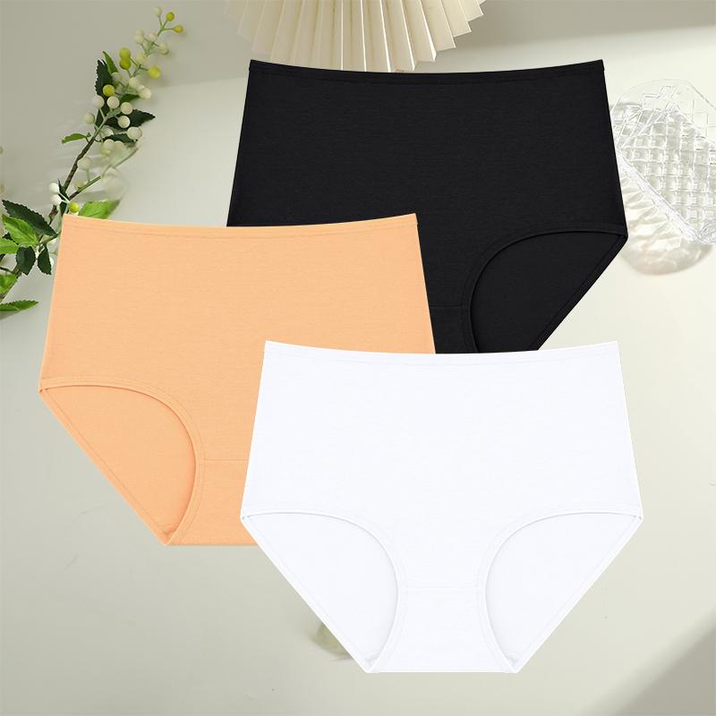 FINETOO 3 шт. Женские трусики с высокой талией, бесшовное нижнее белье из хлопка, женское дышащее сексуальное нижнее белье S-XXL, удобные трусы