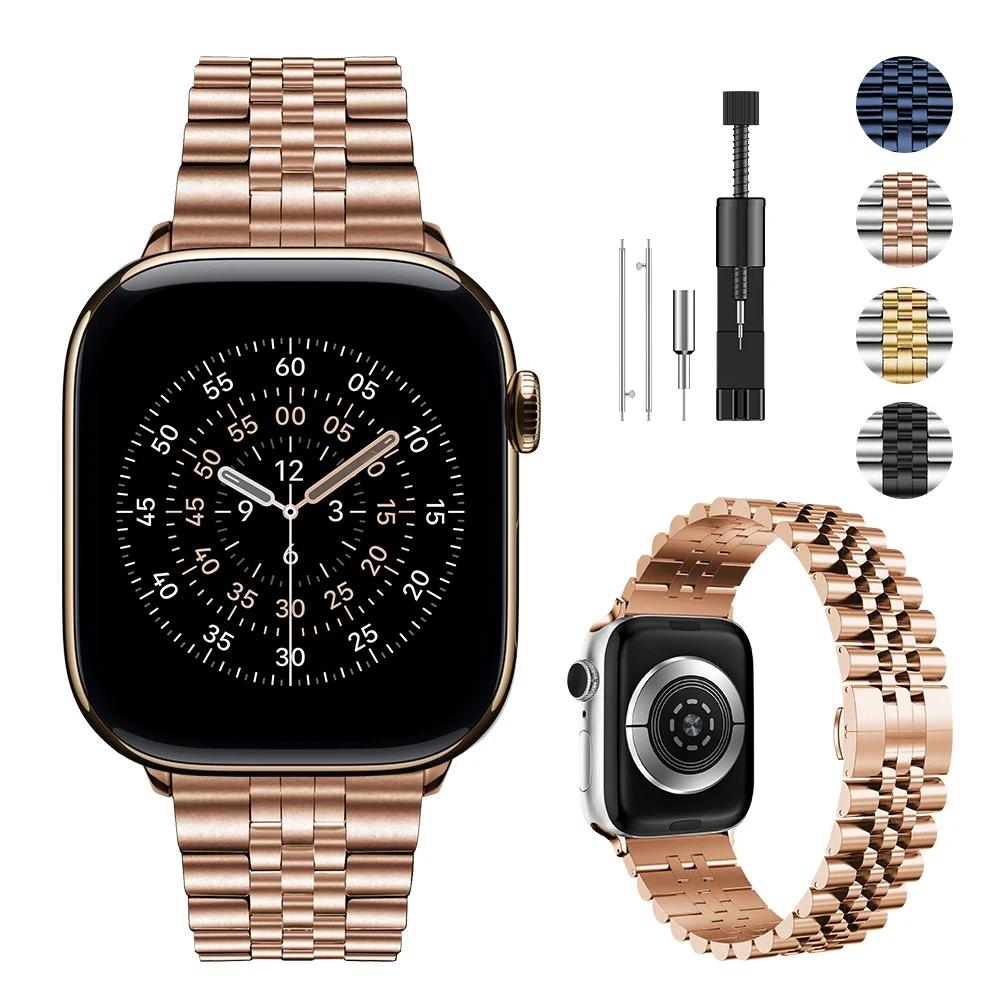 Металлический ремешок для Apple Watch Ultra 3/2 49 мм 11/10 42/46 мм 9 8 7 45/41 мм Браслет из нержавеющей стали Ремешок для запястья iwatch 6 5 SE3 44/40 мм