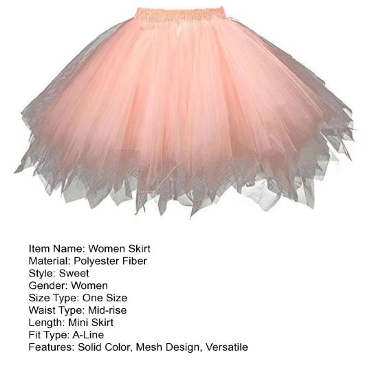 Women Tulle Skirt 50s Tutu Petticoat Elastic Waist Short Ballet Crinoline Petticoat Carnival Costume Underskirt