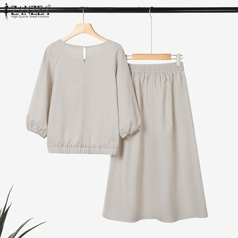 ZANZEA Women Long Sleeve Floral Blouse and Pants Casual Two Piece Suit Sets