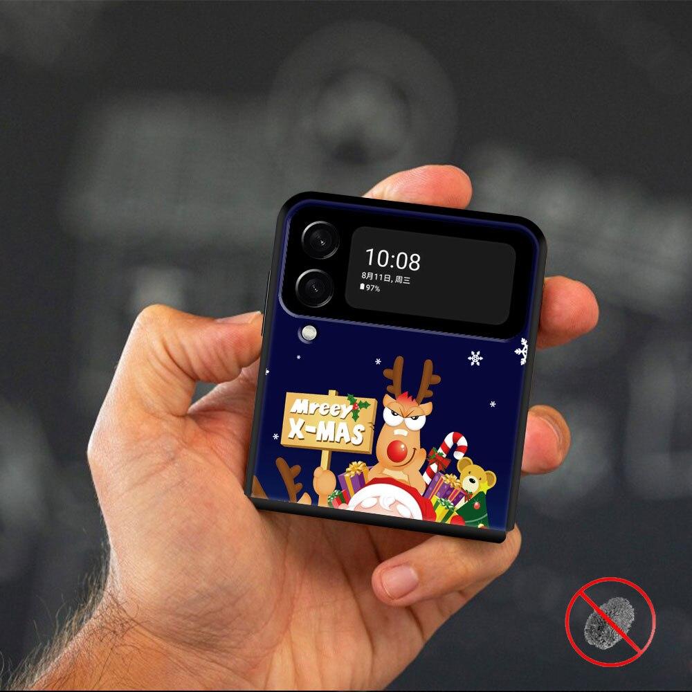 Счастливого Рождества Снеговик Чехол для телефона для Samsung Galaxy Z Flip Z Flip3 5G Z Flip4 Твердый ПК Матовый чехол
