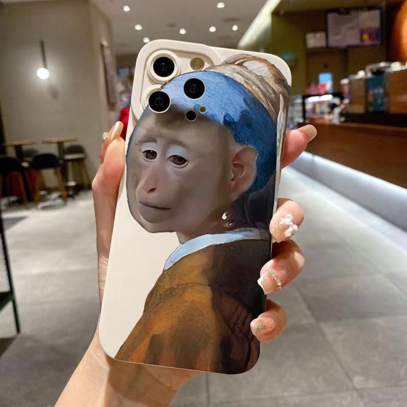 Забавный чехол для телефона с обезьянкой (мем) для iPhone 16 15 14 13 12 11 Pro Max X XR XS 7 8 Plus Mini SE 2020 2022.