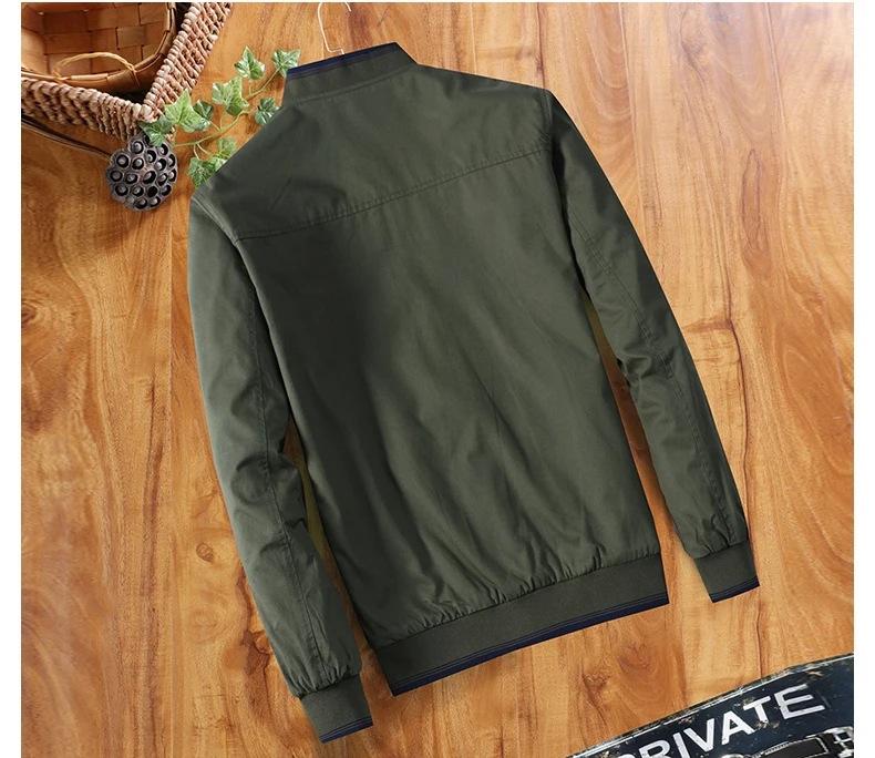 Мужская двухсторонняя хлопковая куртка на весну и осень - воротник-стойка, повседневный стиль