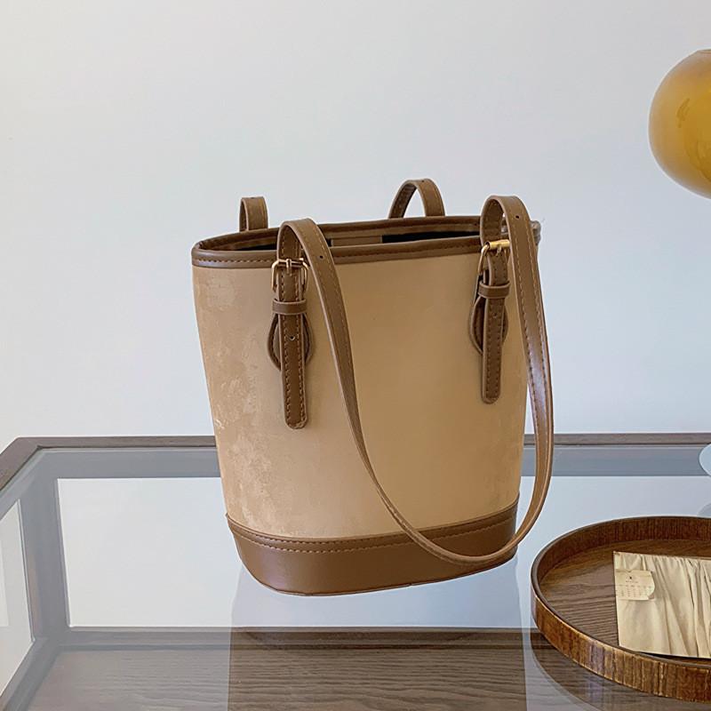 2024 Новая Мода Ретро Сумка-Ведро Подмышечная Уличный Трендовый Средней Вместимости Цветоблокировка Сумка-Тоут Плечевая Сумка