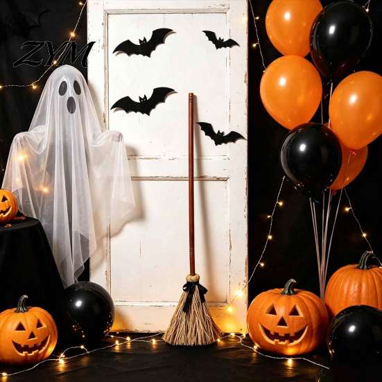 Realistic Silk Witch Broom Electric Toy, with Touch Activated Swinging Prop, Retro Movie Style Broomstick Straw Broom, for Halloween Party Courtyard