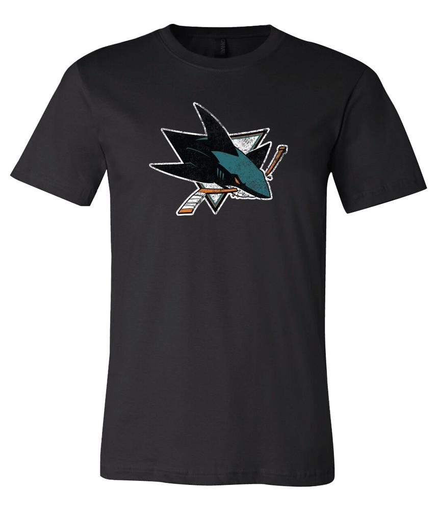 Футболка с потертым логотипом San Jose Sharks S-6XL Отслеживание!! Футболка Unisex