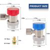2PCS Superior Efficiency R134A Refrigerant Adapter And Hose Fittings, Automotive A/C High/Low Pressure Couplers For Maintenance And Refill