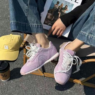 Сказочный ветер бант немецкие тренировочные туфли женские 2025 осень новая мода повседневные спортивные толстая подошва нескользящие туфли Форреста Гампа