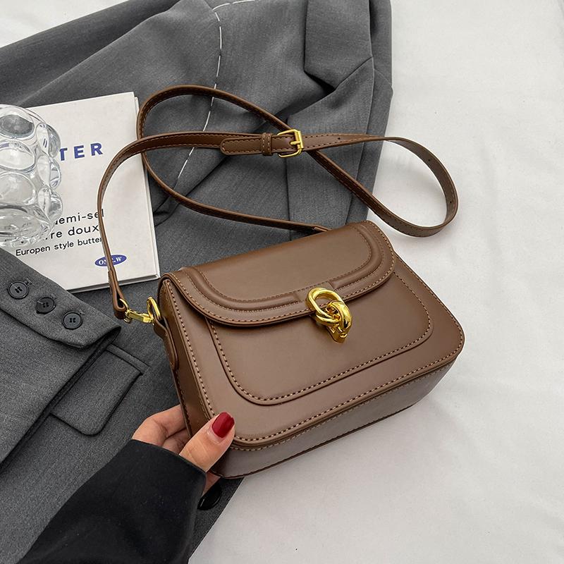 High Quality Ladies Crossbody Bag New Retro Unique Lock Design Compartment PU Underarm Bag Fashion Elegant Shoulder Bags