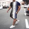 Summer Trend Fashion Men's Gradient Short-Sleeved Shorts Set 3D Print Retro Sports T-Shirt Two-Piece Men Streetwear Sportswear