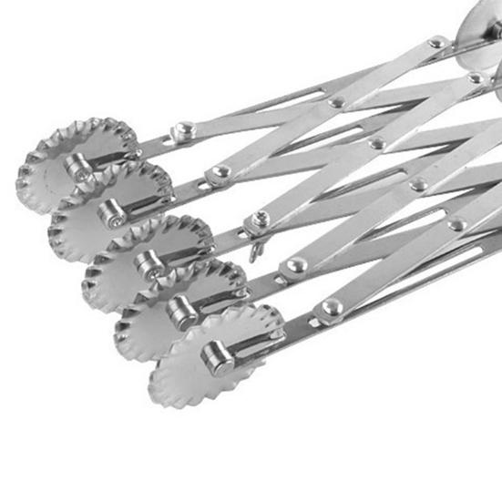 Pizza Hob Stretchable Non-rusting 2 Heads 37748 Wheels Stainless Steel Pastry Cutting